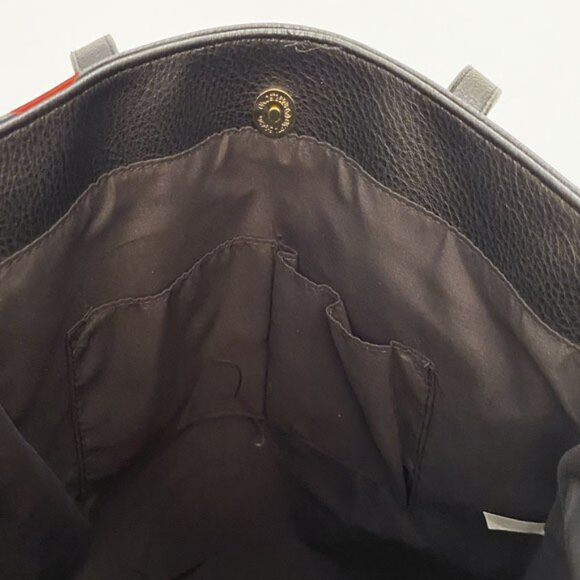 Faux Leather Big Red Heart Tote Black 14 x 16 - Picture 9 of 11